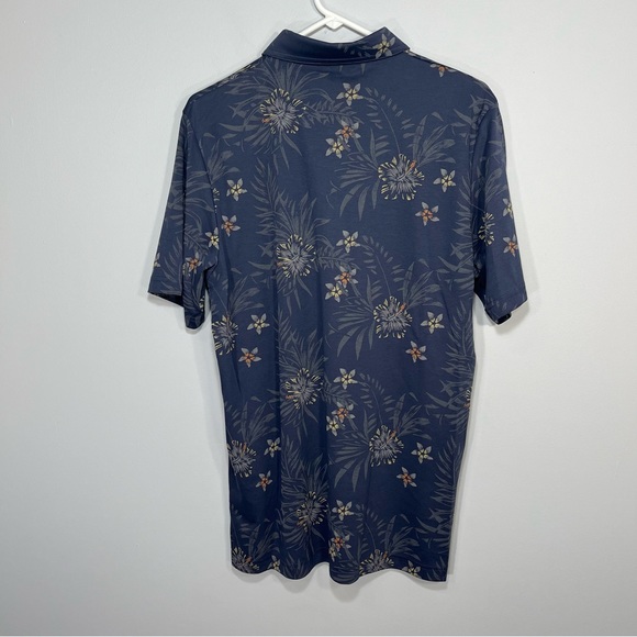 NEW Travis Mathew Polo Shirt Mens Large Blue Golf Calmer Waters Floral Hawaiian - Picture 2 of 10